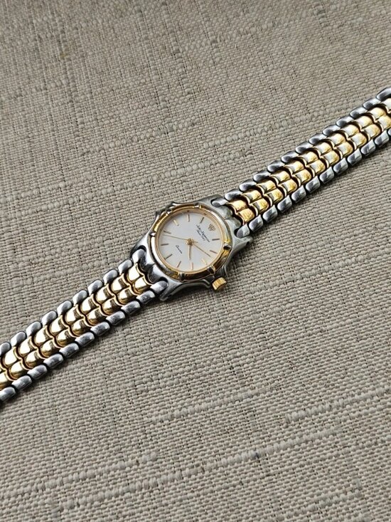Vintage Jules Jurgenson Ladies Wristwatch Analog Quartz Silver/Gold Tone Watch
